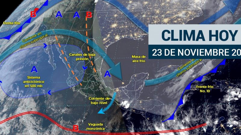 Pronóstico del tiempo para Tamaulipas 23 Noviembre 2024