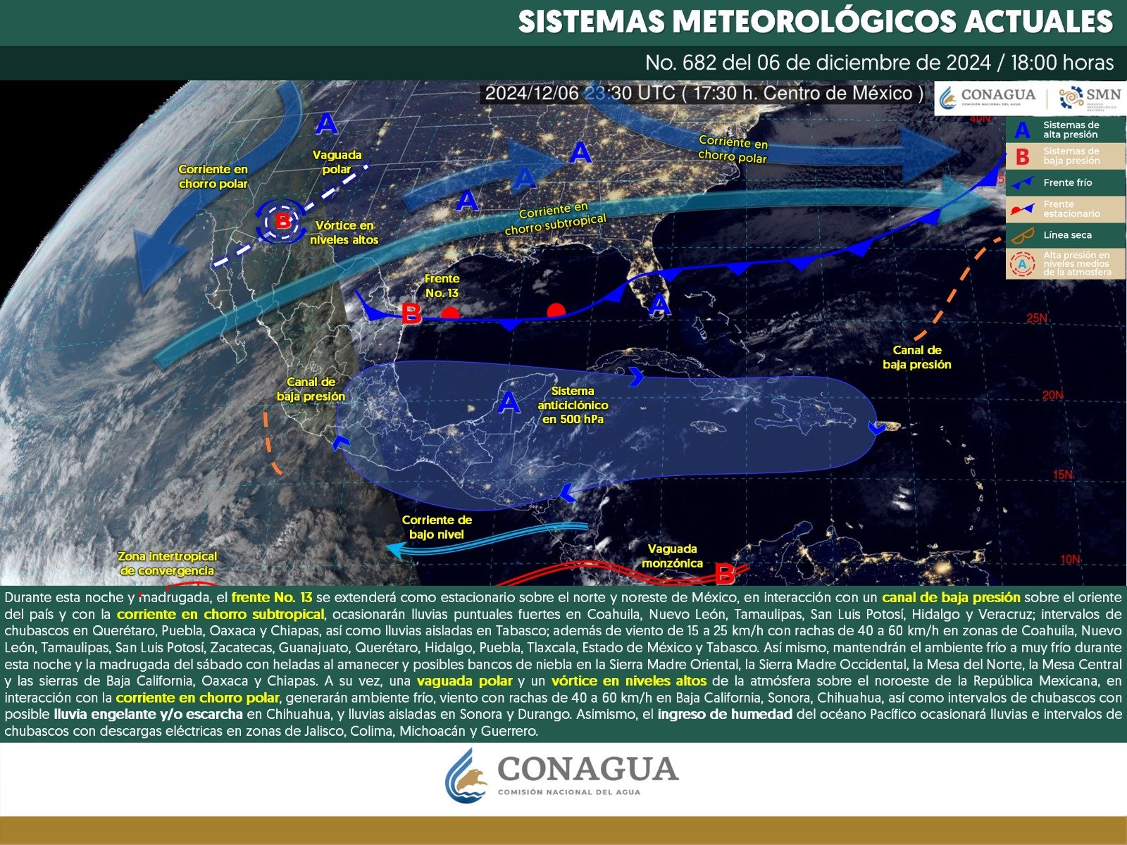 Pronóstico del tiempo para Tamaulipas 7 Diciembre 2024