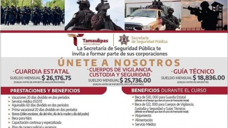 Convocatoria abierta para unirte a la Guardia Estatal de Tamaulipas