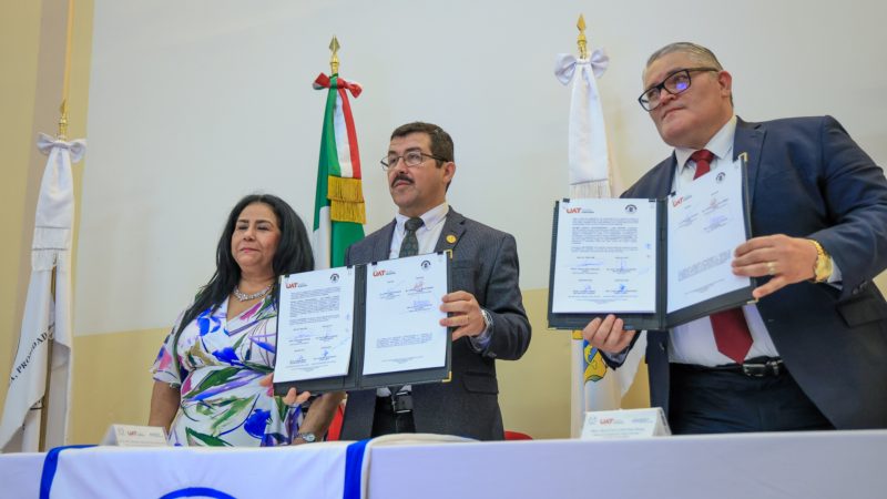 Preside rector Dámaso Anaya firma de convenio UAT y TRIELTAM